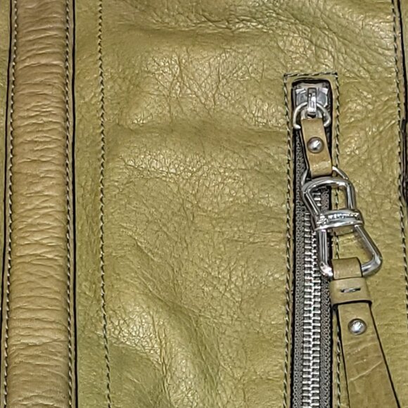B Makowsky**Large All Leather** Army Green*Pebbled Soft Leather*Vintage Handbag - Picture 2 of 16